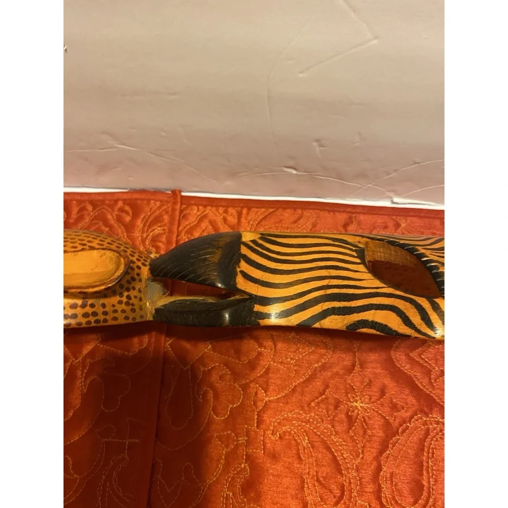 Wooden Hand Carved African Tribal‎ Masks. Zebra And Leopard 19